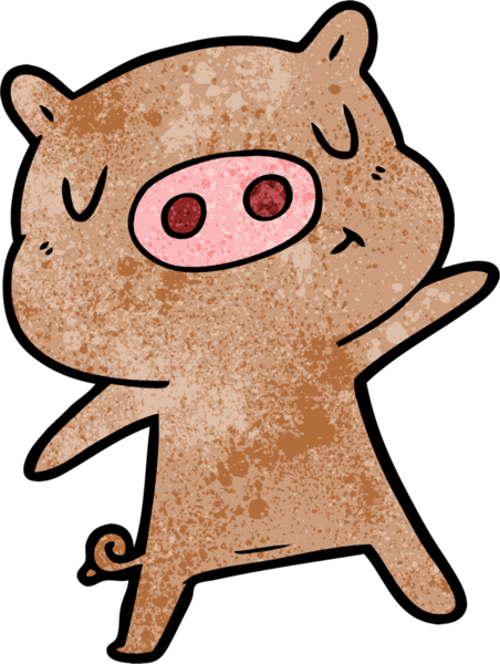 Bir insan tarafından çizilmiş çizgi film içerikli domuz.