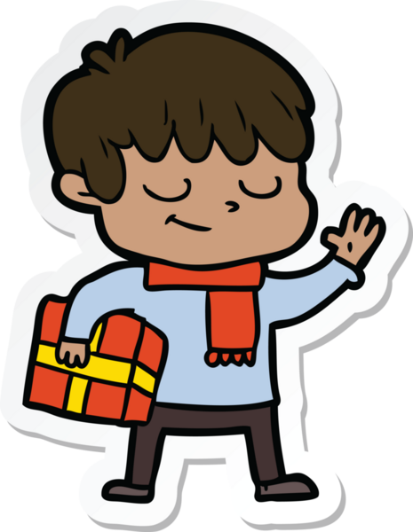 Bir insan tarafından çizilmiş mutlu bir çocuğun çıkartması.