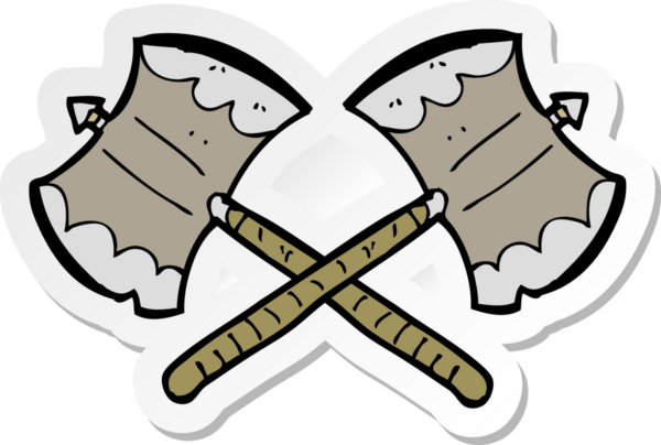 Bir insan tarafından çizilmiş çapraz balta etiketi.