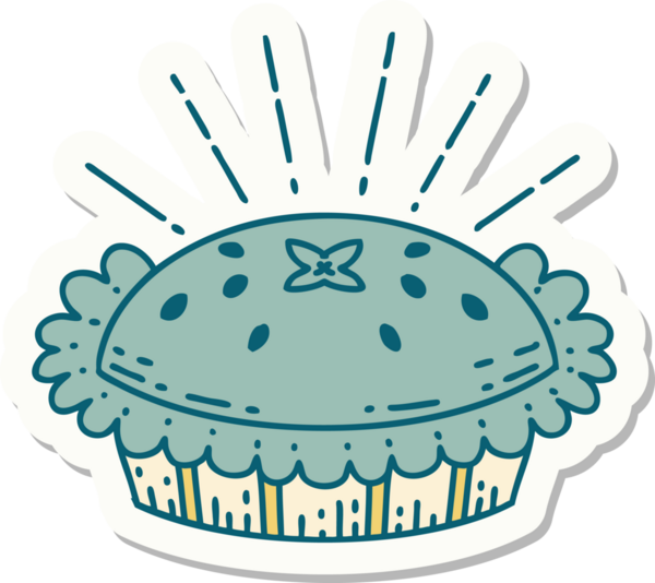 Dövme stili çıkartması. Bir insan tarafından çizilmiş harika bir turta.