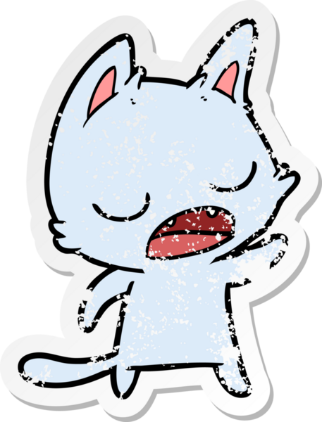 Bir insan tarafından çizilmiş konuşan kedi karikatürünün sıkıntılı çıkartması.