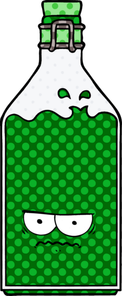 Bir insan tarafından çizilmiş eski bir şişe.