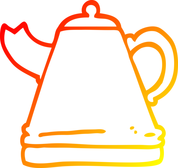 Bir insan tarafından çizilen karikatür çaydanlığının sıcak gradyan çizimi