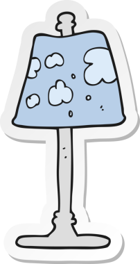 Bir insan tarafından çizilmiş çizgi film lambası çıkartması.