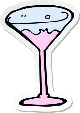 Bir insan tarafından çizilmiş karikatür kokteyle ait etiket.