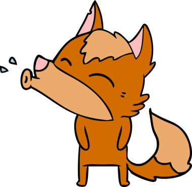 Bir insan tarafından çizilmiş tilki çizgi film karakteri