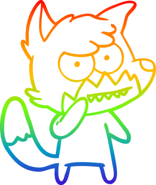 Bir insan tarafından çizilmiş sırıtan tilki çizgi çizimi.