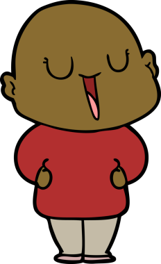 Bir insan tarafından çizilmiş mutlu, kel adam.