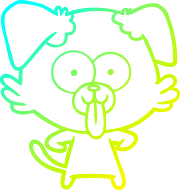 Bir insan tarafından çizilmiş dilli çizgi film köpeği çizimi.