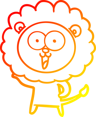 Bir insan tarafından çizilmiş mutlu çizgi film aslanının sıcak çizgi çizimi