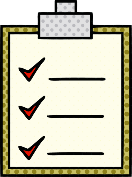 bir insan tarafından çizilmiş kontrol listesinin çizgi roman tarzı karikatürü