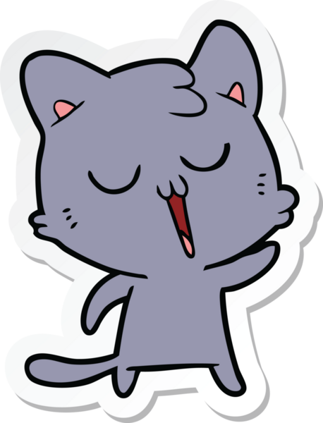 Bir insan tarafından çizilmiş çizgi film kedisinin çıkartması.