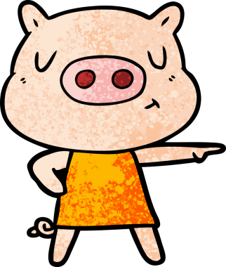 Çizgi film içerikli domuz bir insan tarafından çizilmiş.