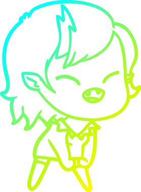 Bir insan tarafından çizilmiş gülen vampir kız çizgi filmi.