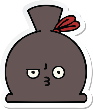 Bir insan tarafından çizilmiş şirin bir karikatür çuvalı.