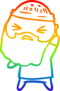 Bir insan tarafından çizilmiş sakallı bir karikatür çizimi.