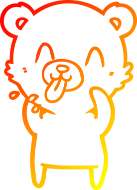 Bir insanın çizdiği dilden çıkan kaba bir kutup ayısının sıcak çizgi çizimi.