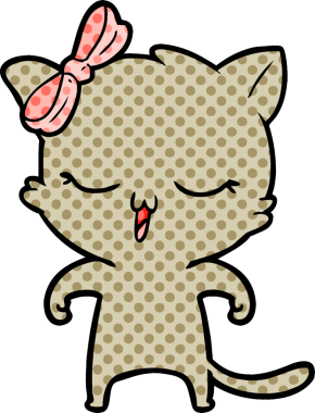 Bir insan tarafından çizilmiş kafasında yay olan çizgi film kedisi.