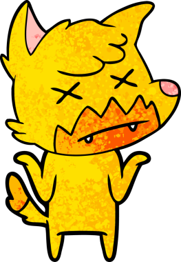 Bir insan tarafından çizilmiş tilki çizgi film karakteri