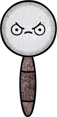 Bir insan tarafından çizilmiş bir büyüteçin retro grunge desen karikatürü