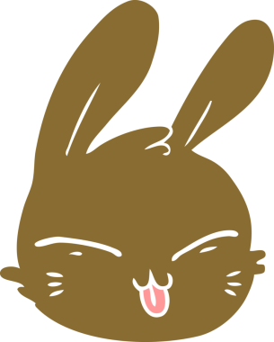 Bir insan tarafından çizilmiş düz renkli tavşan yüzü.