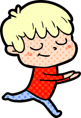 Bir insan tarafından çizilmiş mutlu çocuk çizgi filmi.