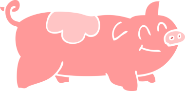 Bir insan tarafından çizilmiş domuzun düz renk çizimi