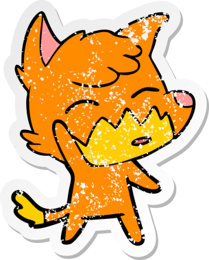 Bir insan tarafından çizilmiş tilki çizgi filminin sıkıntılı çıkartması.