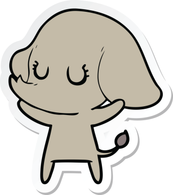 Bir insan tarafından çizilmiş şirin bir fil çıkartması.