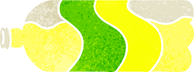 Bir insan tarafından çizilmiş bir soda şişesinin retro karikatürü.