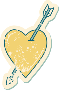 Bir insan tarafından çizilmiş ok ve kalbin sembolik depresif dövme görüntüsü