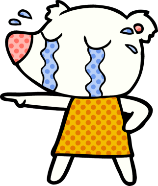 Bir insan tarafından çizilmiş üzgün küçük kutup ayısı çizgi filmi.