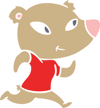 Bir insan tarafından çizilmiş şirin düz renkli çizgi film ayısı.