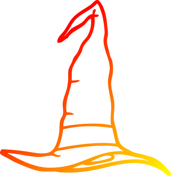 Bir insan tarafından çizilmiş bir cadı şapkasının sıcak çizgi çizimi.