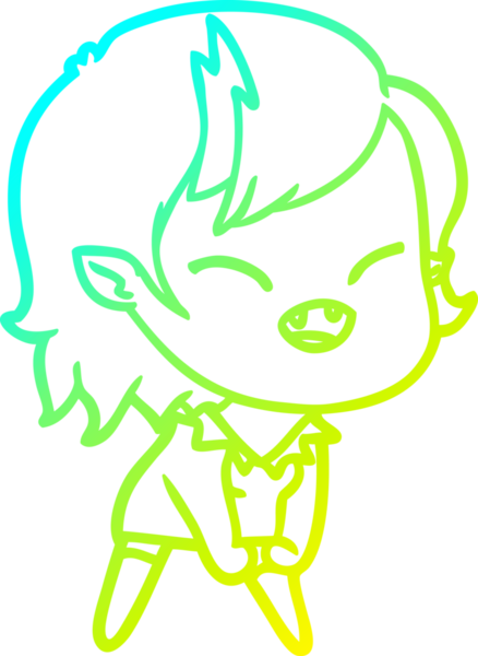 Bir insan tarafından çizilmiş gülen vampir kız çizgi filmi.