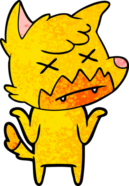 Bir insan tarafından çizilmiş tilki çizgi film karakteri