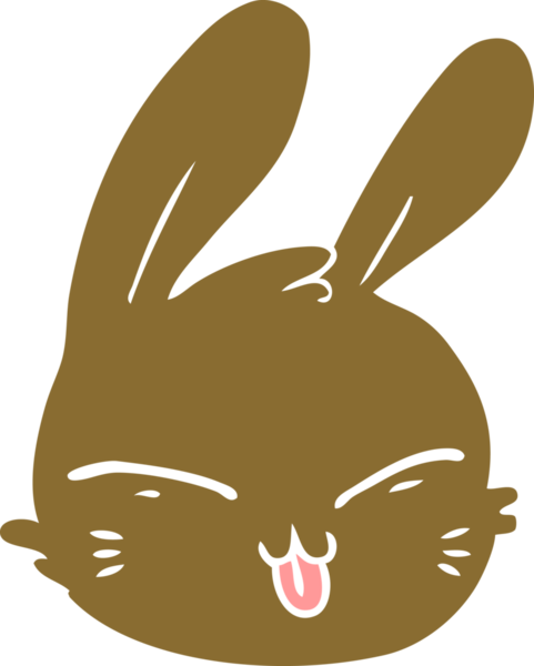 Bir insan tarafından çizilmiş düz renkli tavşan yüzü.