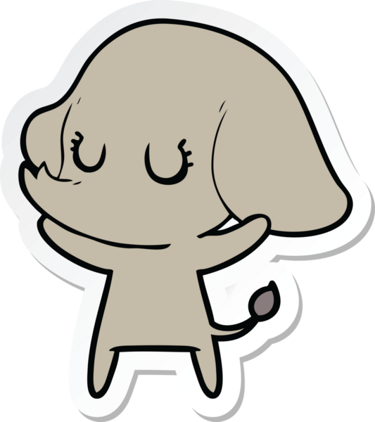 Bir insan tarafından çizilmiş şirin bir fil çıkartması.