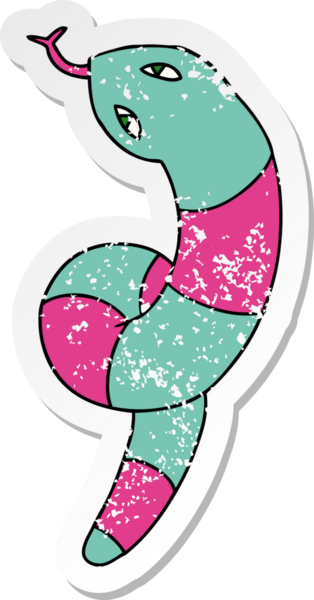 Bir insan tarafından çizilmiş uzun bir yılanın serbest sticker 'ı.