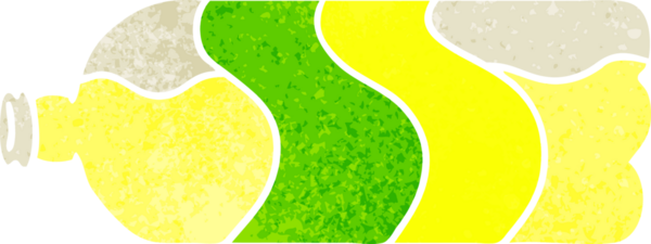 Bir insan tarafından çizilmiş bir soda şişesinin retro karikatürü.