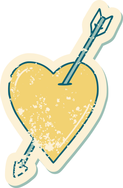 Bir insan tarafından çizilmiş ok ve kalbin sembolik depresif dövme görüntüsü