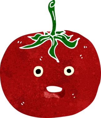 Bir insan tarafından çizilmiş domates çizgi filmi.