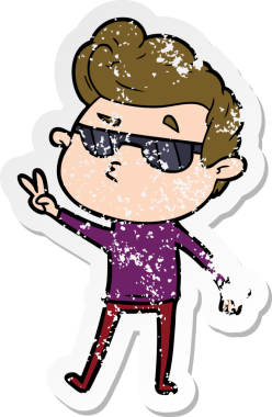 Bir insan tarafından çizilmiş havalı bir adamın sıkıntılı çıkartması.