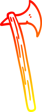 Bir insan tarafından çizilmiş uzun bir baltanın sıcak çizgi çizimi