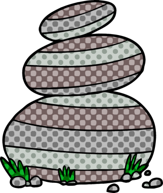 bir insan tarafından çizilmiş büyük istiflenmiş taşlar.