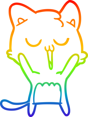 gökkuşağı gradyan çizgi çizimi bir insan tarafından çizilmiş bir çizgi film kedisi