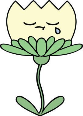 Bir insan tarafından çizilmiş sevimli bir çiçek karikatürü.