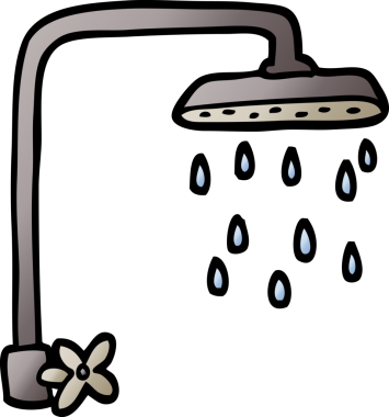 Bir insan tarafından çizilmiş vektör eğimli çizim karikatür duş başlığı