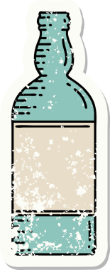 Bir insan tarafından çizilmiş geleneksel bir şişe dövmesi.