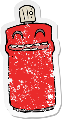 Bir insan tarafından çizilmiş karikatür spreyinin sıkıntılı çıkartması.